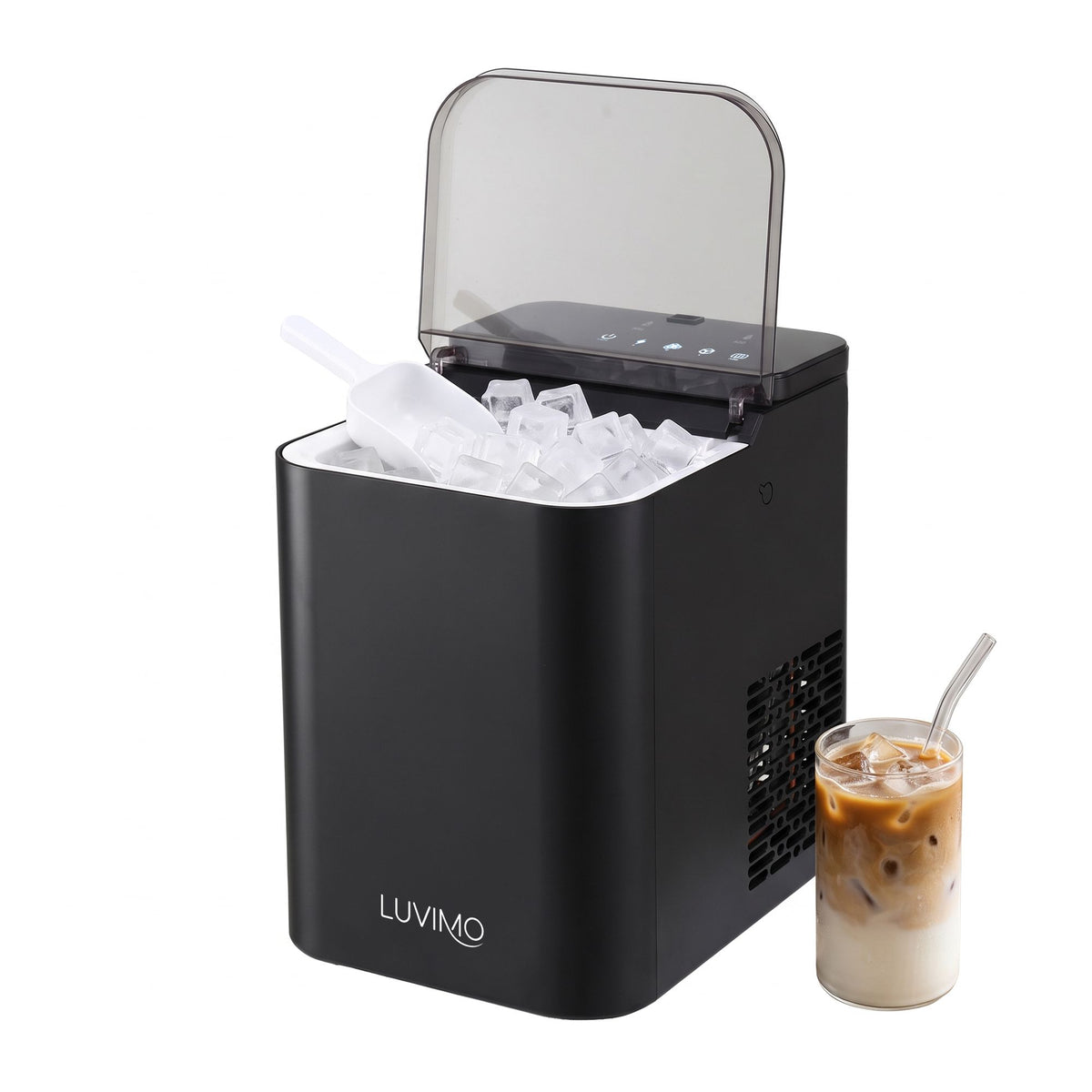 LUVIMO 15kg Ice Maker Machine Benchtop 9.5 Min Ice Cubes Self Cleaning Black