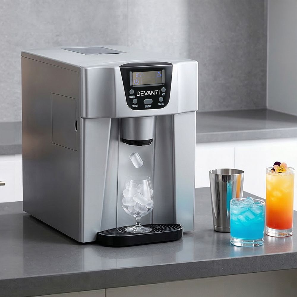 2L Portable Ice Cuber Maker & Water Dispenser - Silver