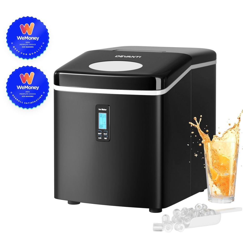 Portable Ice Maker 3L 15kg per Day Benchtop 9 Cubes 6min 3 Sizes Black