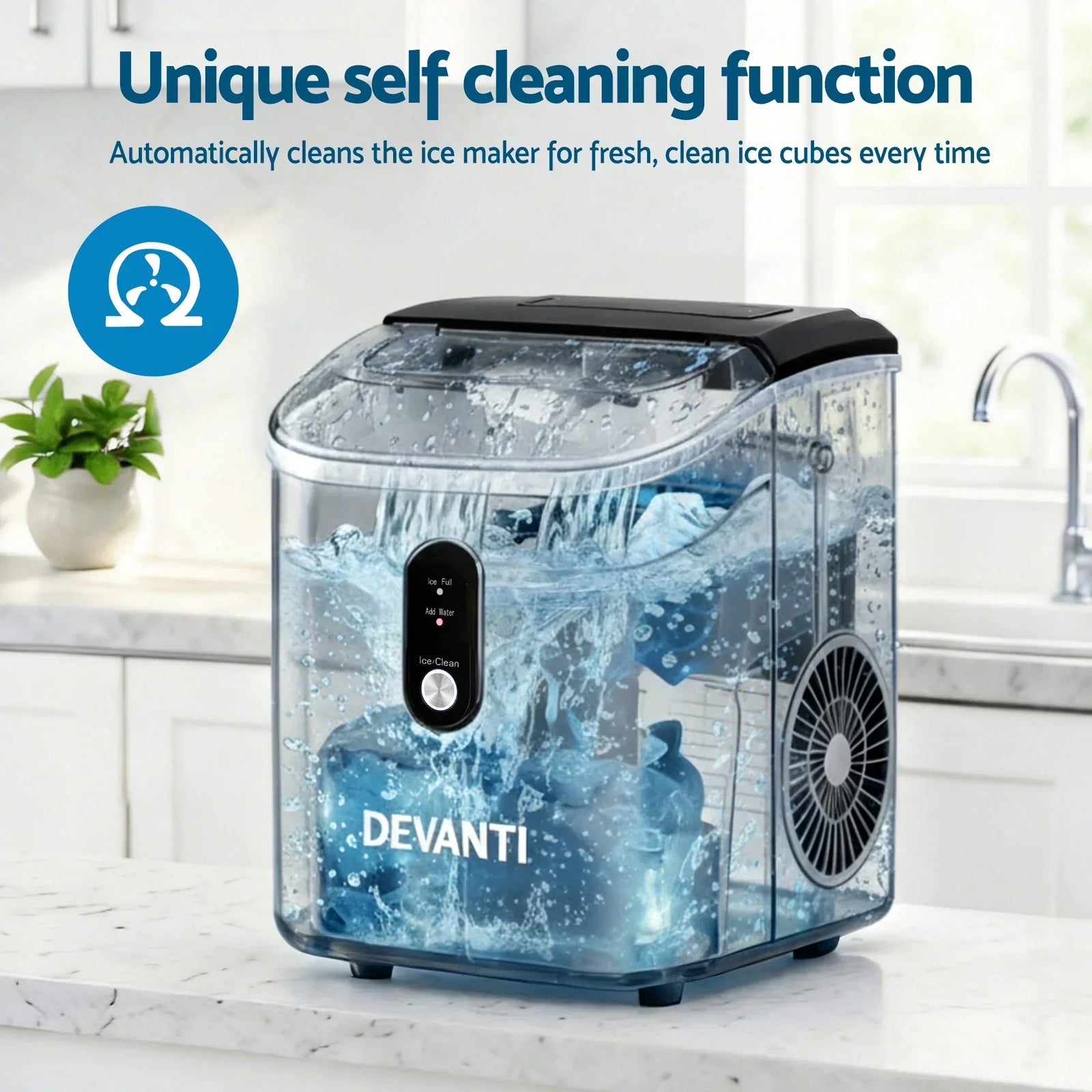 15kg Nugget Ice Maker Machine Countertop Portable Ice Maker Fast Ice Black