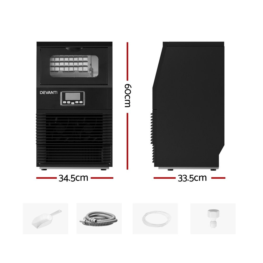 30kg Commercial Ice Maker Machine 32 Cubes/Cycle LED Self Clean Black
