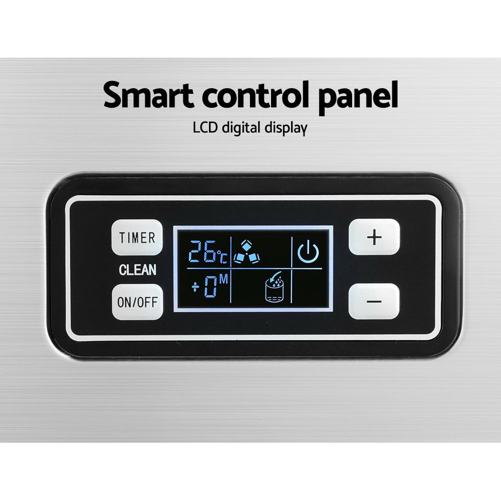 Devanti Commercial Ice Maker Machine, 45kg/24h, Self-Cleaning, Black/Silver