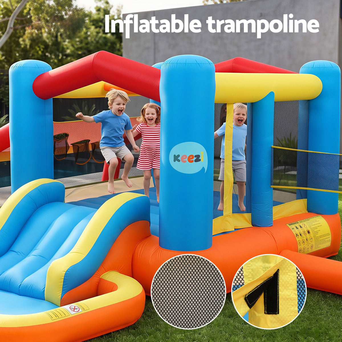 Inflatable Kids Pool Play Park Jumping Castle Volleyball Net with Blower Balls 4mx4.37m
