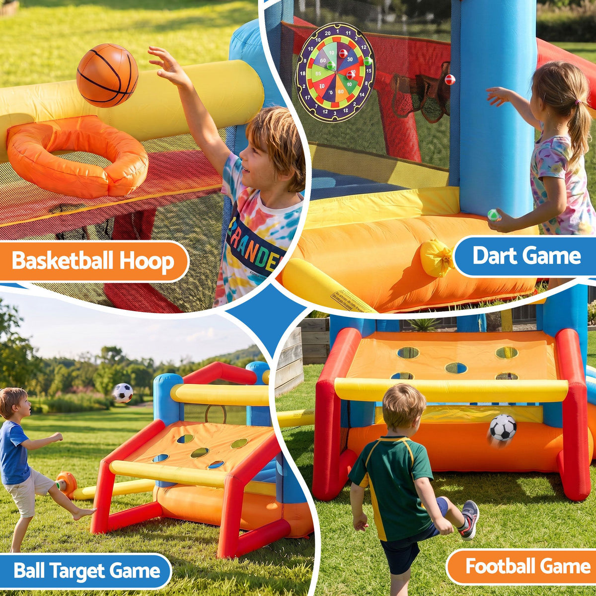 Inflatable Kids Pool Play Park Jumping Castle Volleyball Net with Blower Balls 4mx4.37m