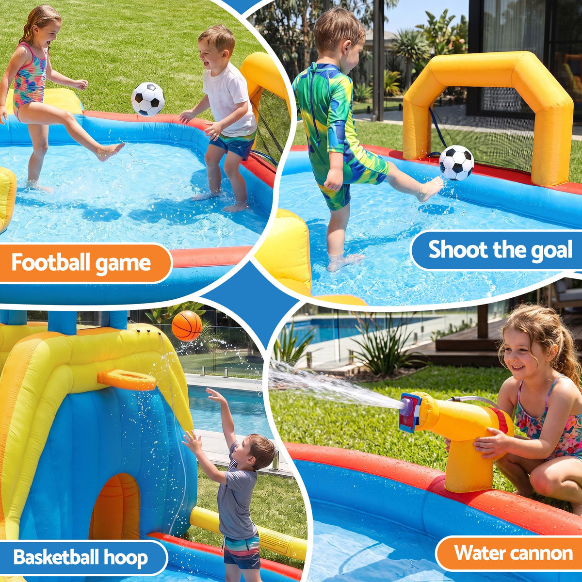 Inflatable Kids Pool Water Slide Splash Castle Football 622cmx542cm