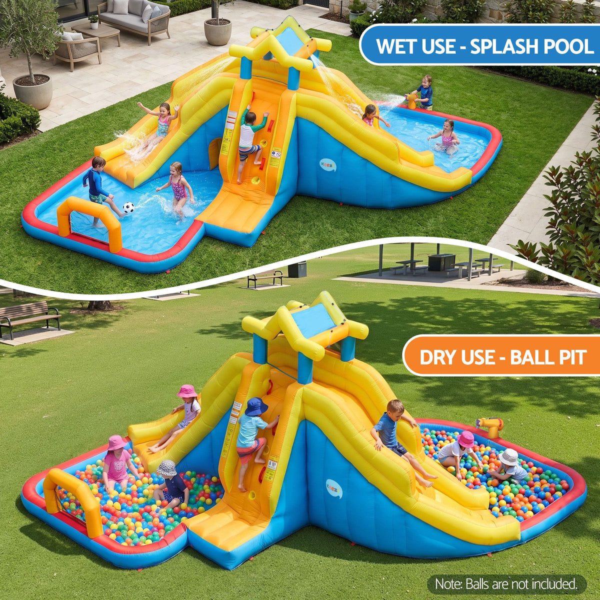 Inflatable Kids Pool Water Slide Splash Castle Football 622cmx542cm