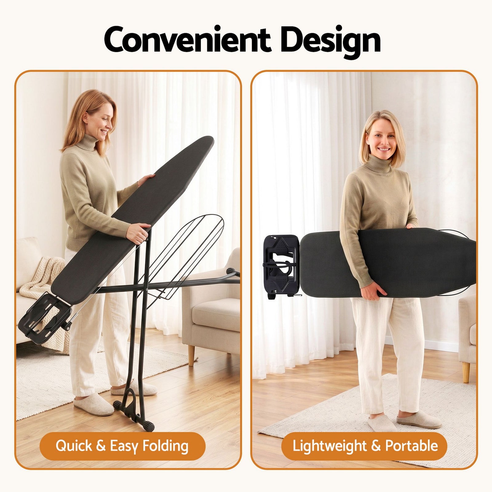 Foldable Ironing Board – Heavy‑Duty Steel, Mesh Base, 7‑Level Height, 20kg