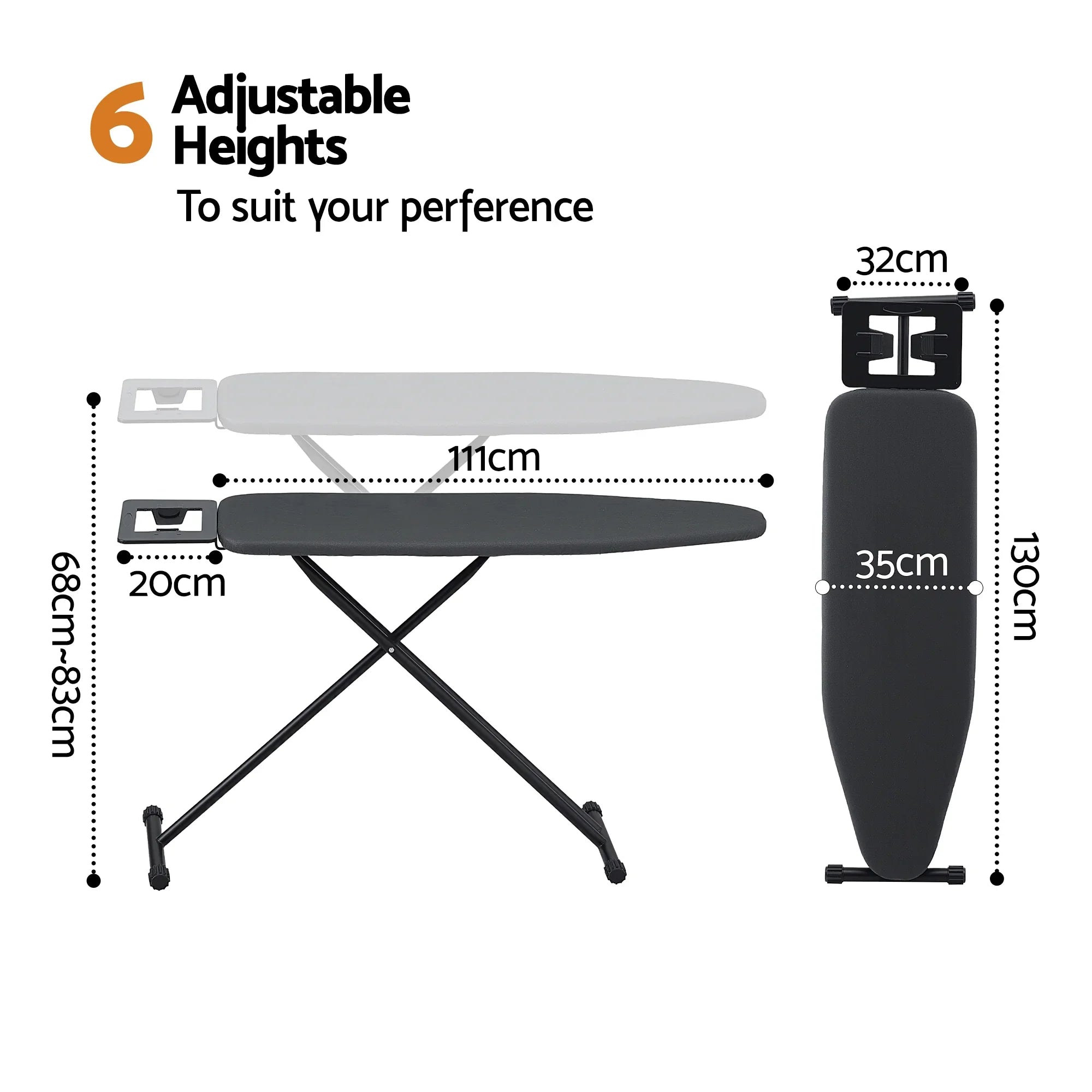 Ironing Board with Iron Rest with 3 Layers Extra Thick Cover Easy Storage