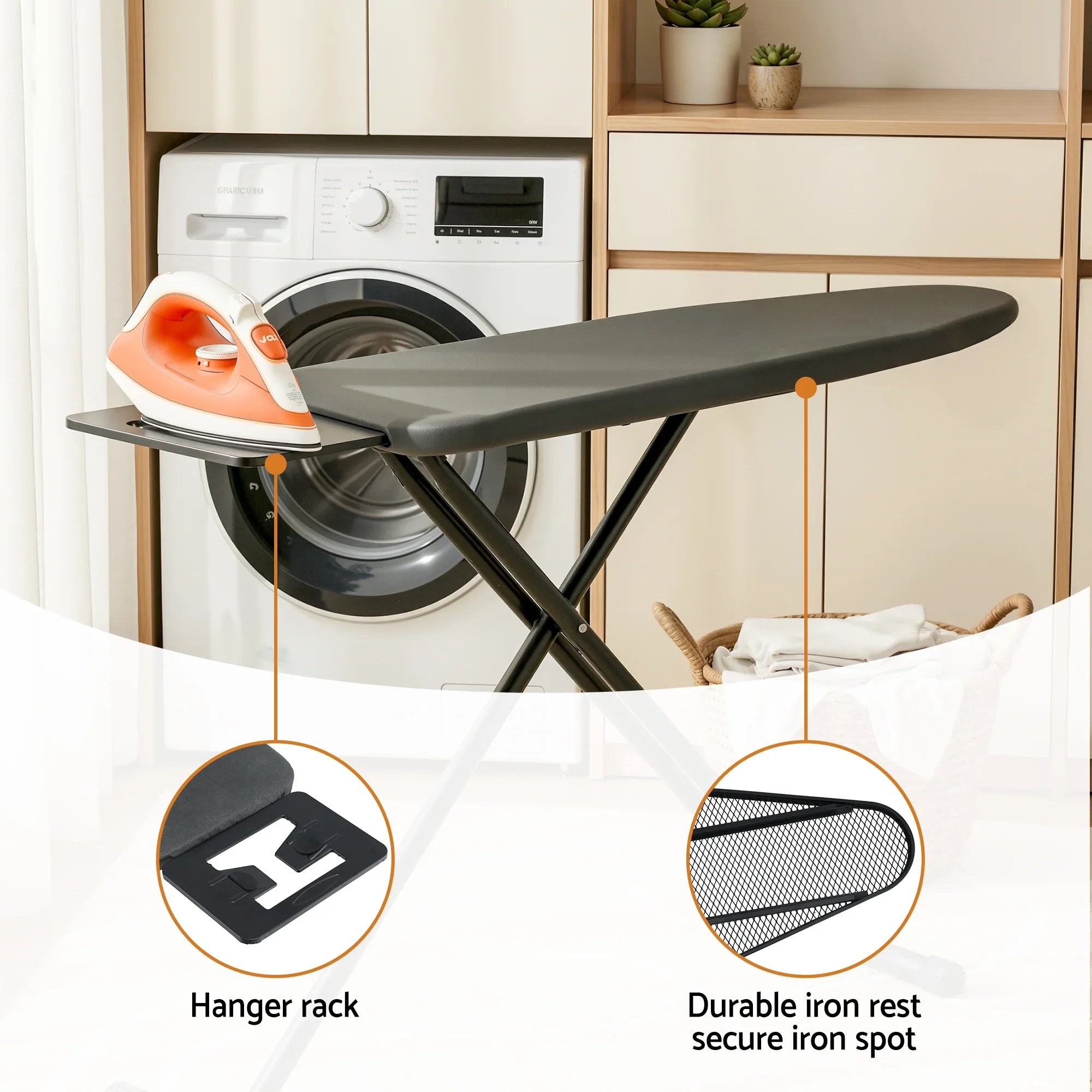 Ironing Board with Iron Rest with 3 Layers Extra Thick Cover Easy Storage
