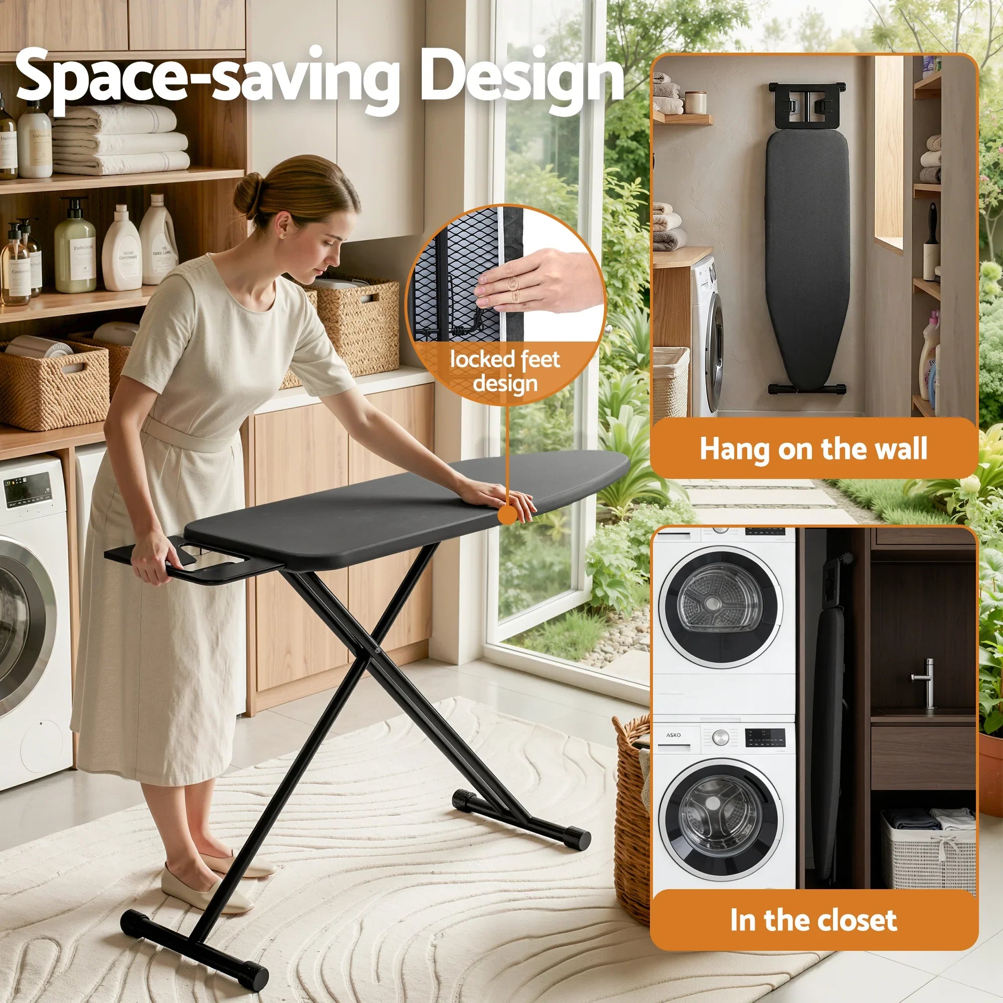 Ironing Board with Iron Rest with 3 Layers Extra Thick Cover Easy Storage
