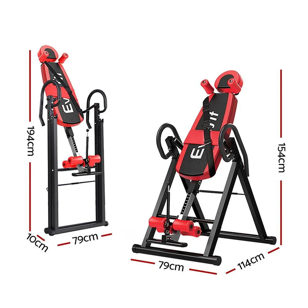 Inversion Table 180° – Foldable Back Stretcher 120kg Capacity Red/Black