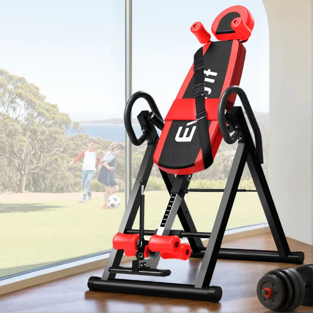 Inversion Table 180° – Foldable Back Stretcher 120kg Capacity Red/Black
