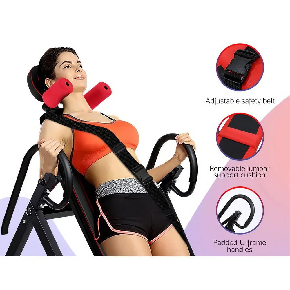 Inversion Table 180° Foldable 120kg Capacity Back Stretcher Home Gym Black