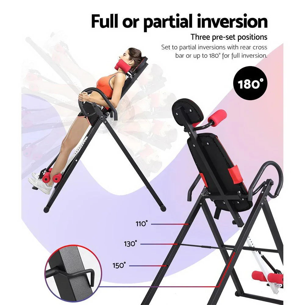 Inversion Table 180° Foldable 120kg Capacity Back Stretcher Home Gym Black