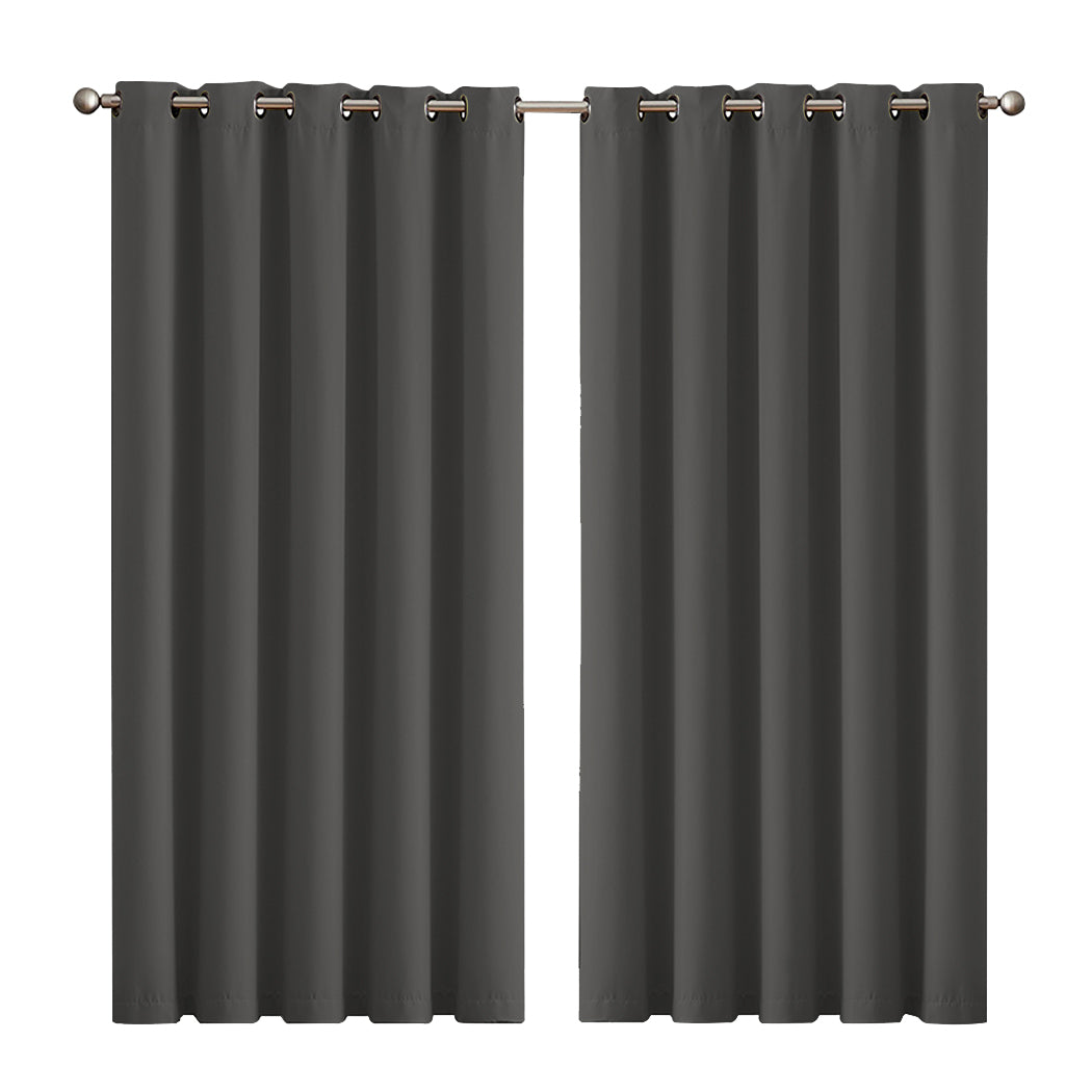 2x Blockout Curtains Panels 3 Layers Charcoal-1864183262361030656