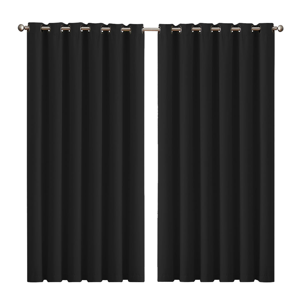 2x Blockout Curtains Panels 3 Layers Black-2029387284603867136