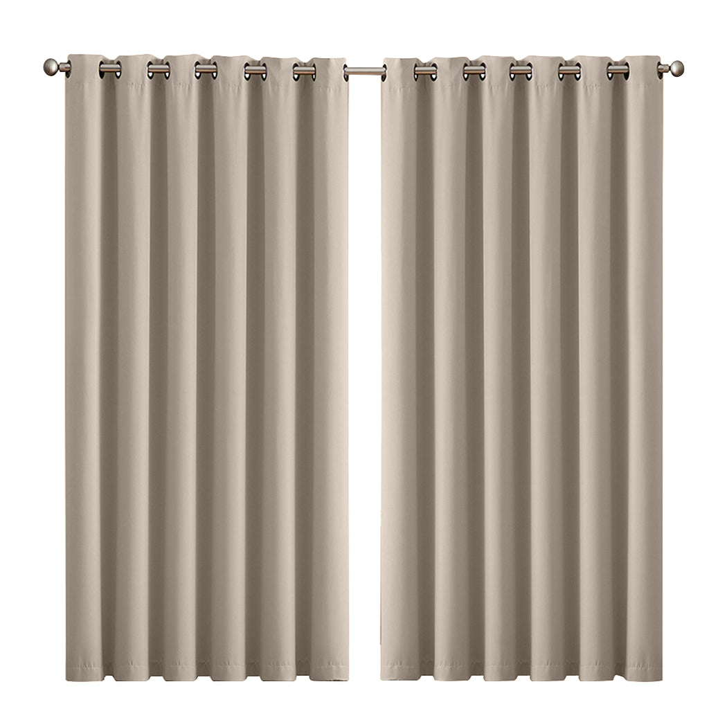 2x Blockout Curtains Panels 3 Layers Beige-2065254605314461696