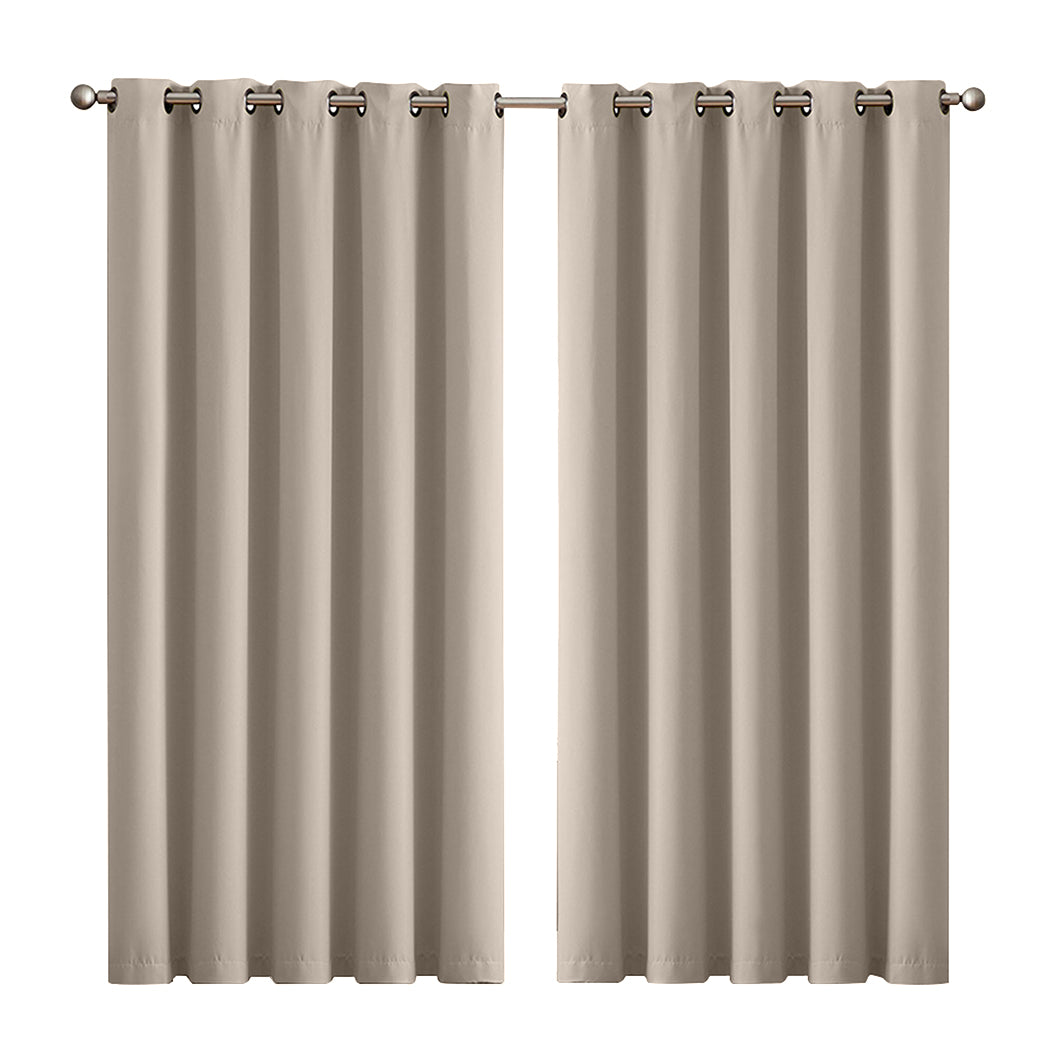 2x Blockout Curtains Panels 3 Layers Beige-2018816697192026112