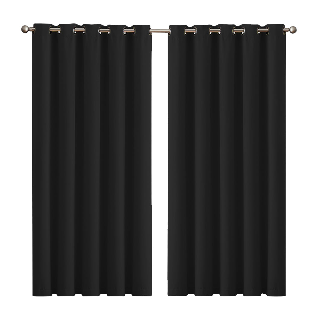2x Blockout Curtains Panels 3 Layers Black-2029387284071190528