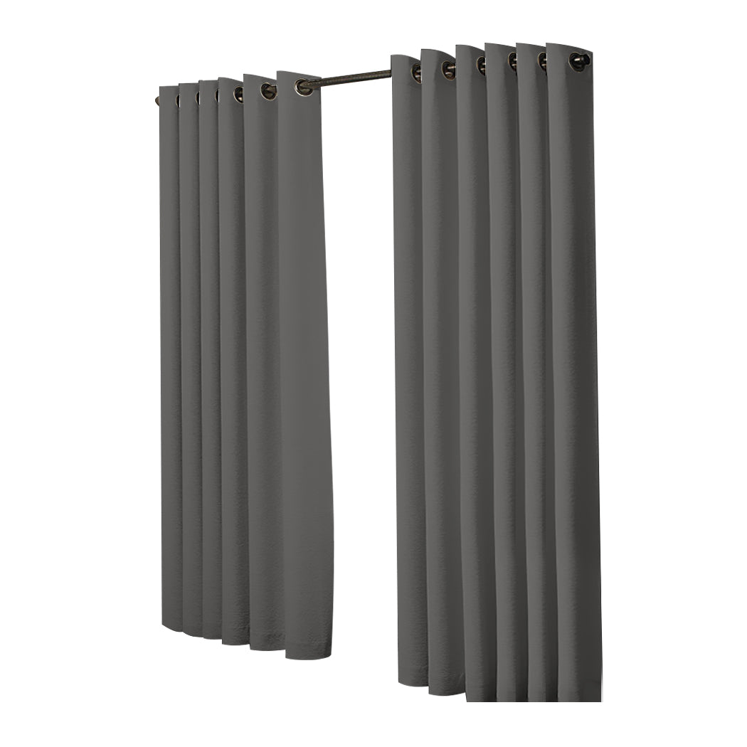 2x Blockout Curtains Panels 3 Layers Charcoal-2029387284784222209