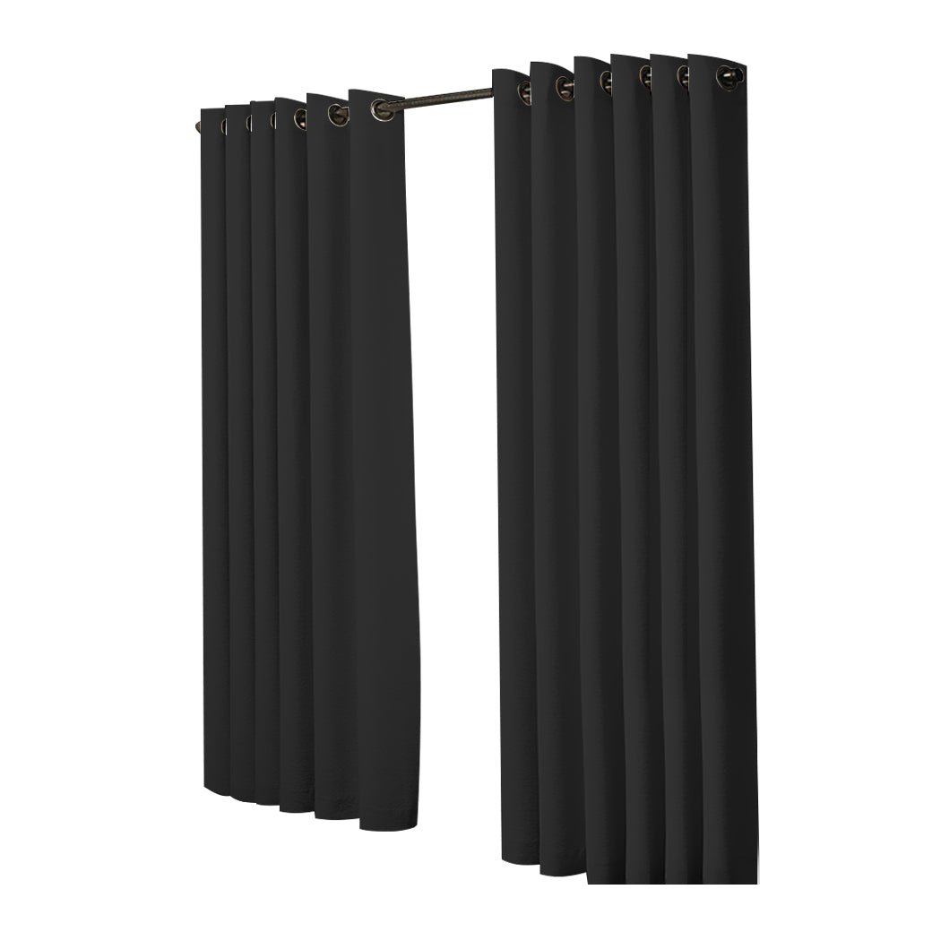 2x Blockout Curtains Panels 3 Layers Black-2029387284603867137