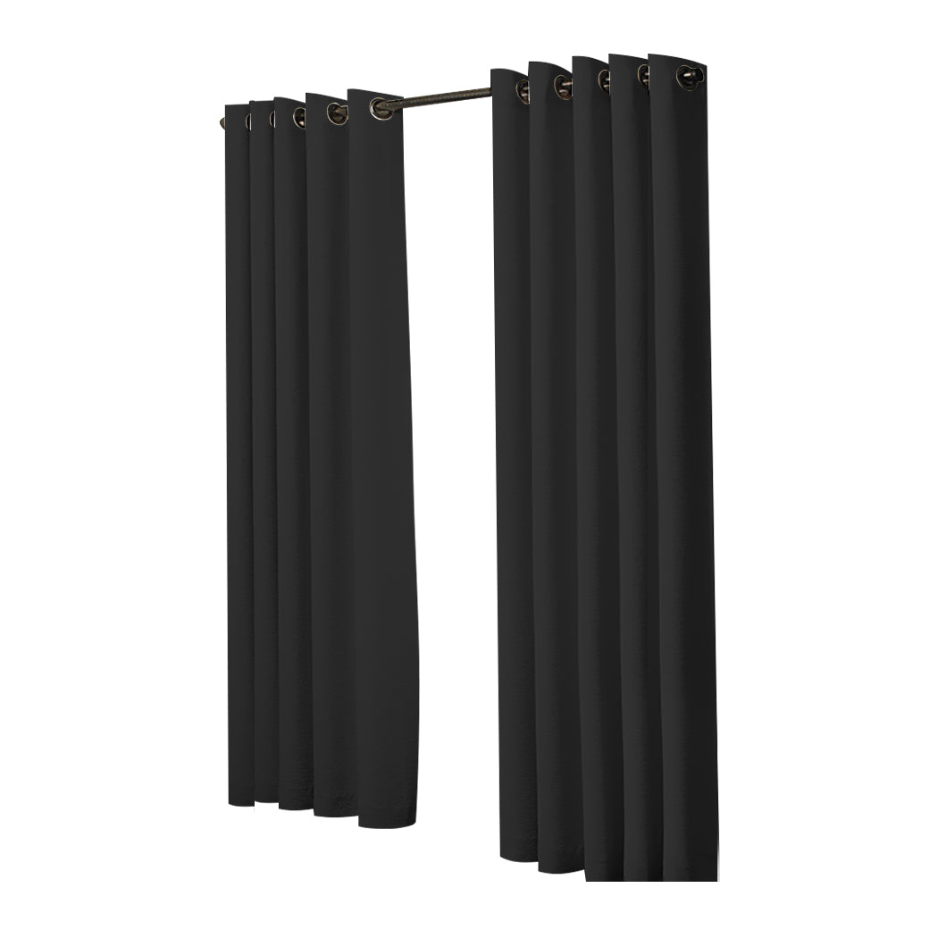 2x Blockout Curtains Panels 3 Layers Black-2029387284071190529