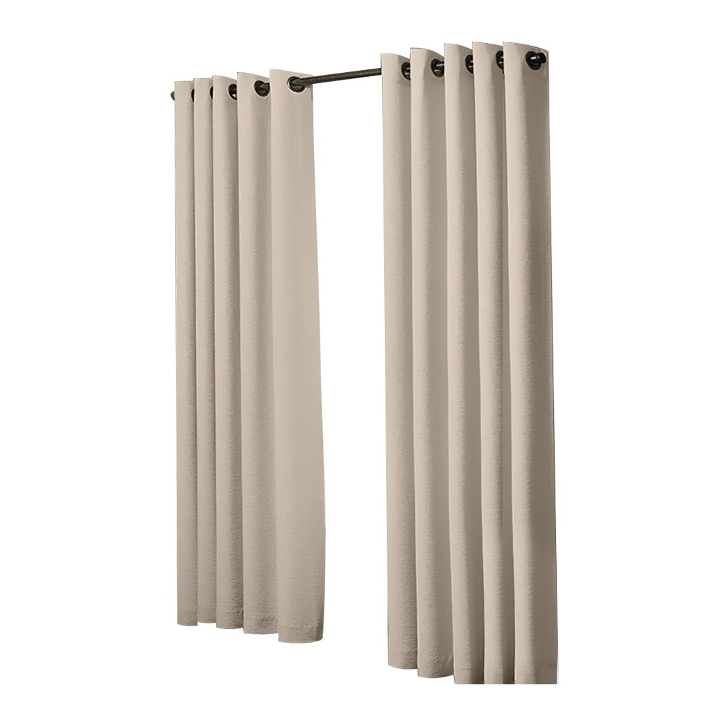 2x Blockout Curtains Panels 3 Layers Beige-2018816697192026113