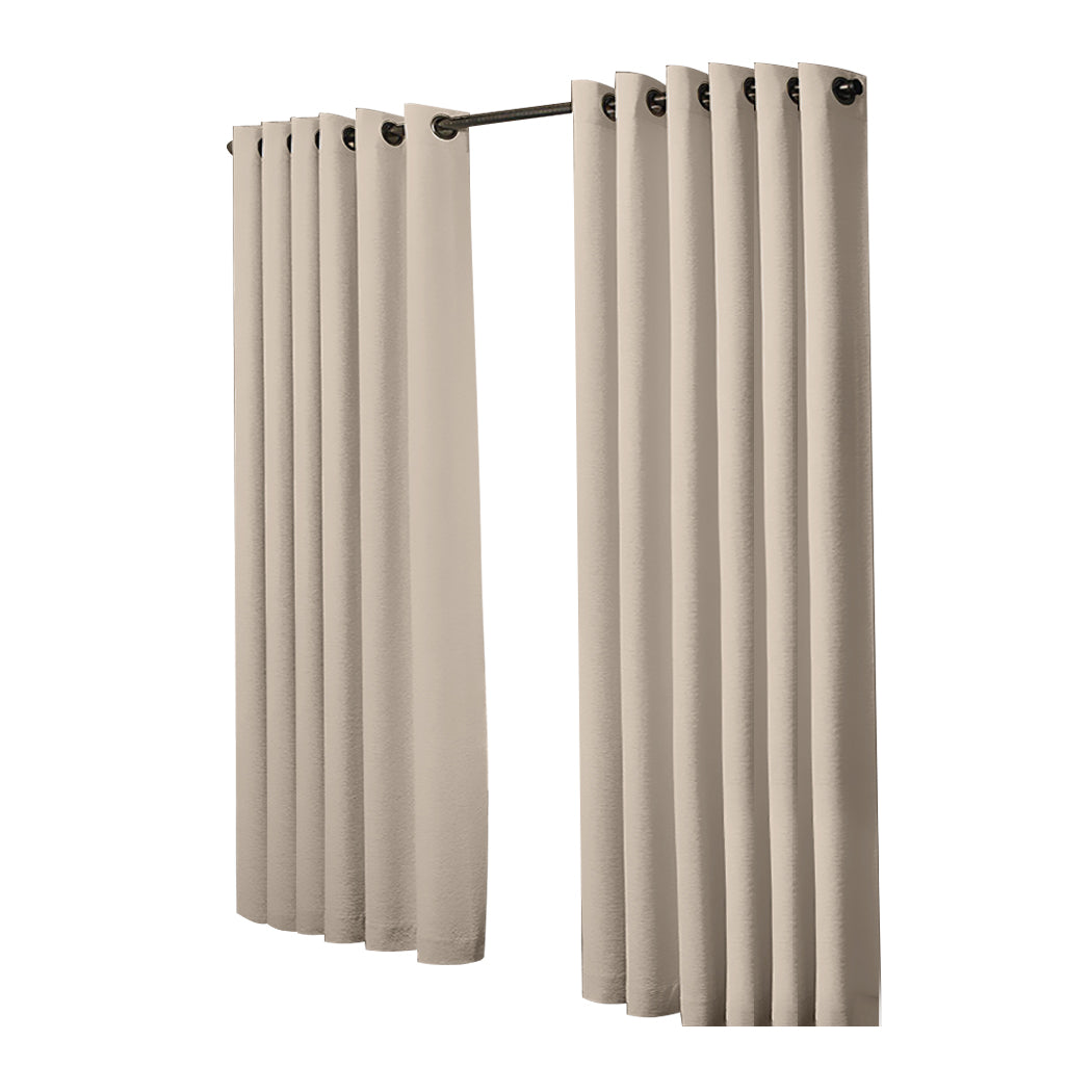 2x Blockout Curtains Panels 3 Layers Beige-2065254605314461697