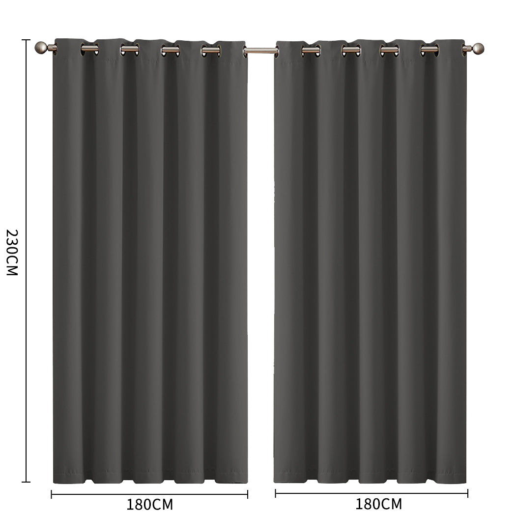 2x Blockout Curtains Panels 3 Layers Charcoal-1864183262361030658