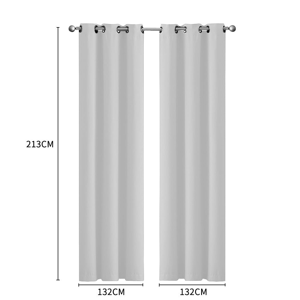 2x Blockout Curtains Panels 3 Layers Grey-2065254604953751554