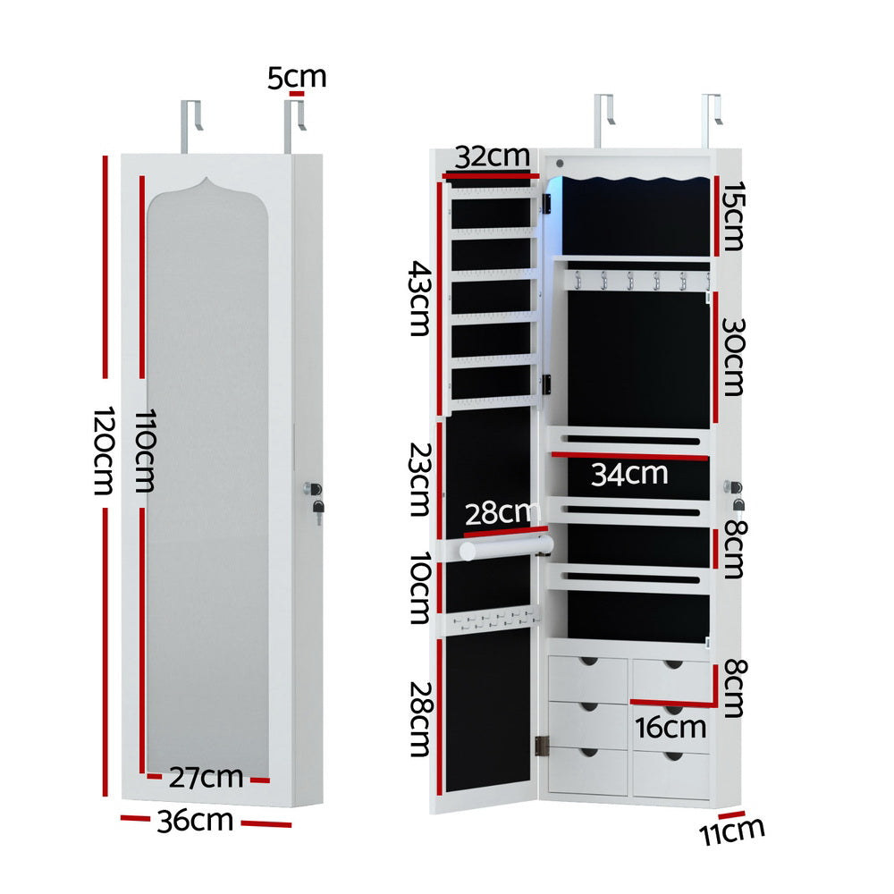Artiss Jewellery Cabinet LED Mirror Lockable