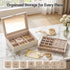 Embellir 2 Layer Jewellery Box with Clear Lid, Ring & Earring Organiser, White