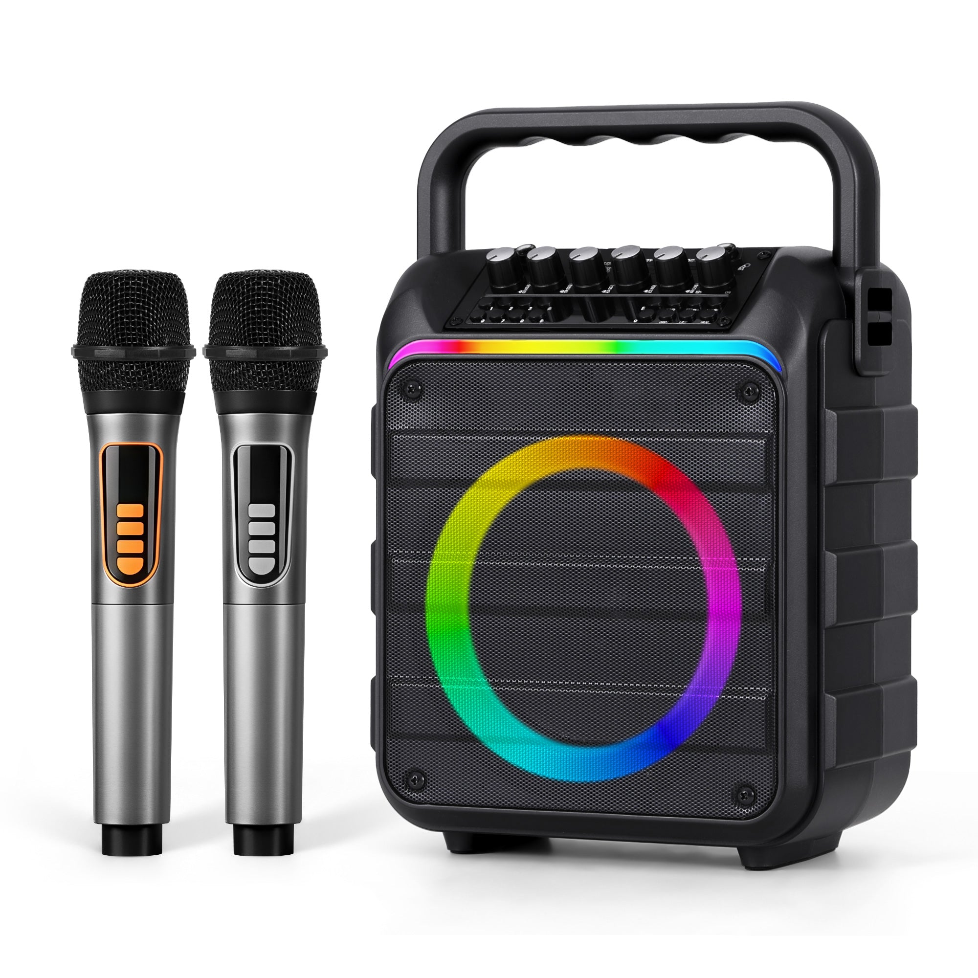 Portable Karaoke Machine with 2 Wireless Microphones Bluetooth 5.3