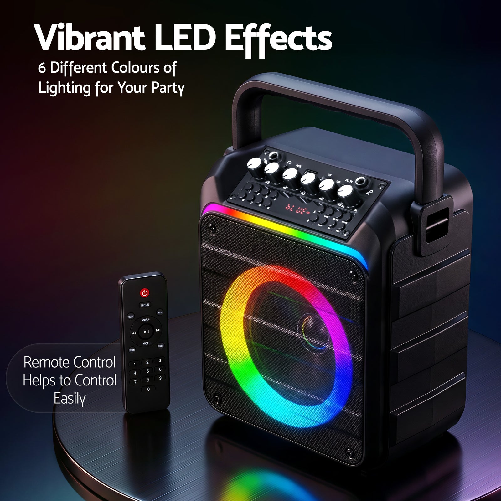 Portable Karaoke Machine with 2 Wireless Microphones Bluetooth 5.3