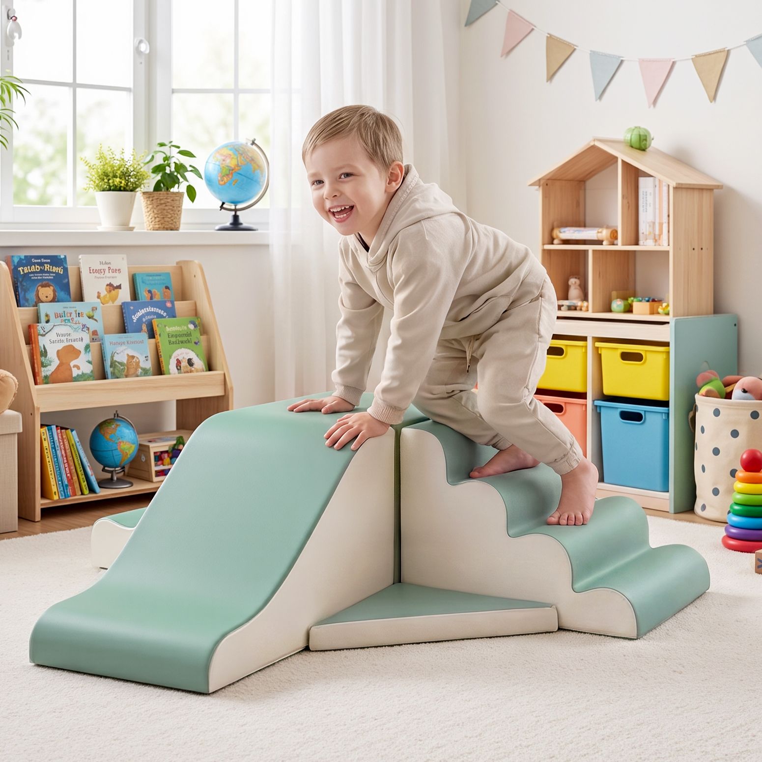 Kids Climbing Blocks 4-Piece Foam Toddler Playset Soft Indoor Climbing Toy Rocker