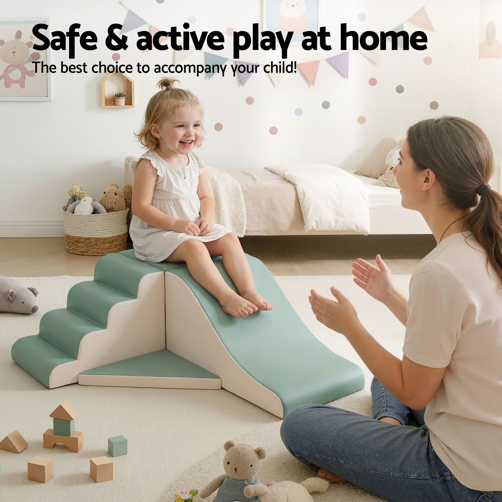 Kids Climbing Blocks 4-Piece Foam Toddler Playset Soft Indoor Climbing Toy Rocker