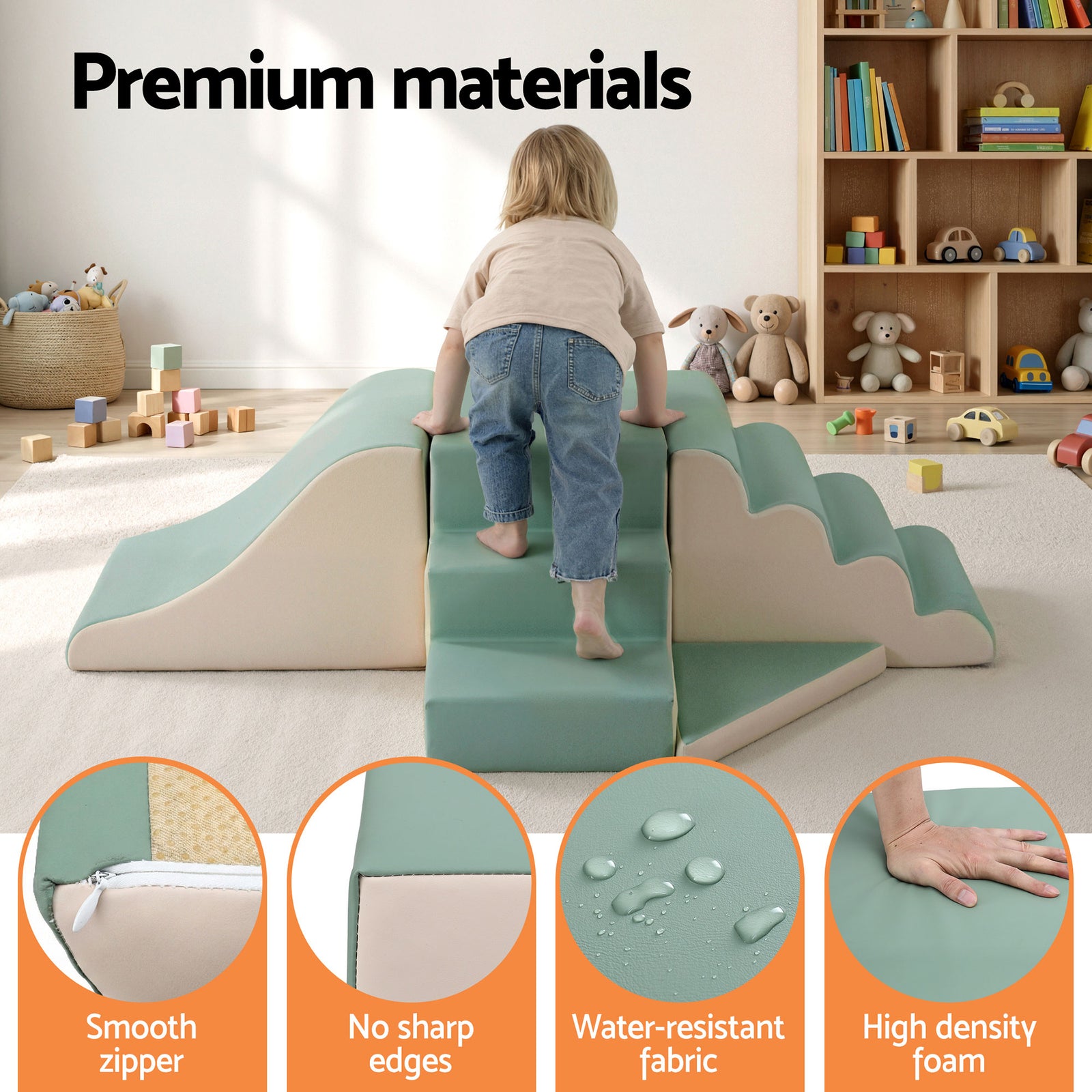 Kids Climbing Blocks 4-Piece Foam Toddler Playset Soft Indoor Climbing Toy Rocker