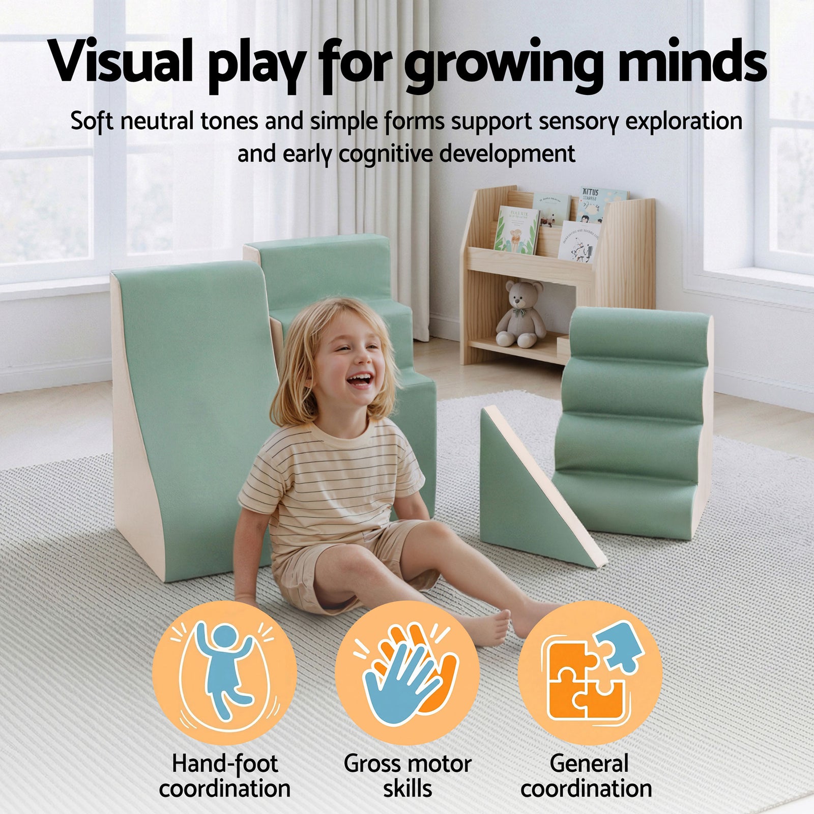 Kids Climbing Blocks 4-Piece Foam Toddler Playset Soft Indoor Climbing Toy Rocker