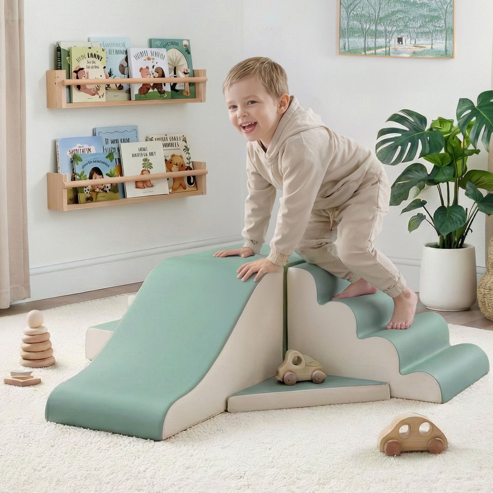 Kids Climbing Blocks 4-Piece Foam Toddler Playset Soft Indoor Climbing Toy Rocker