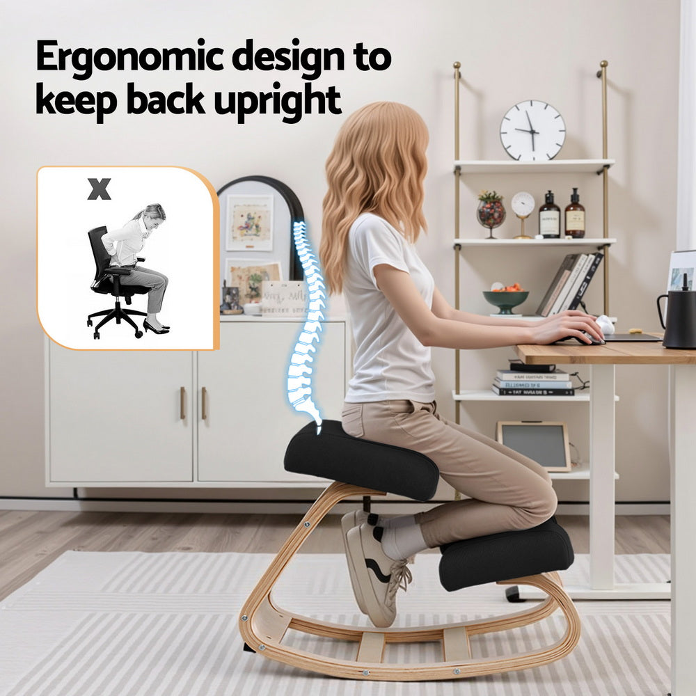 Kneeling Chair Ergonomic Posture Chair with Memory Foam Balance Stool for Home Office Gaming 120kg Weight Capacity Black