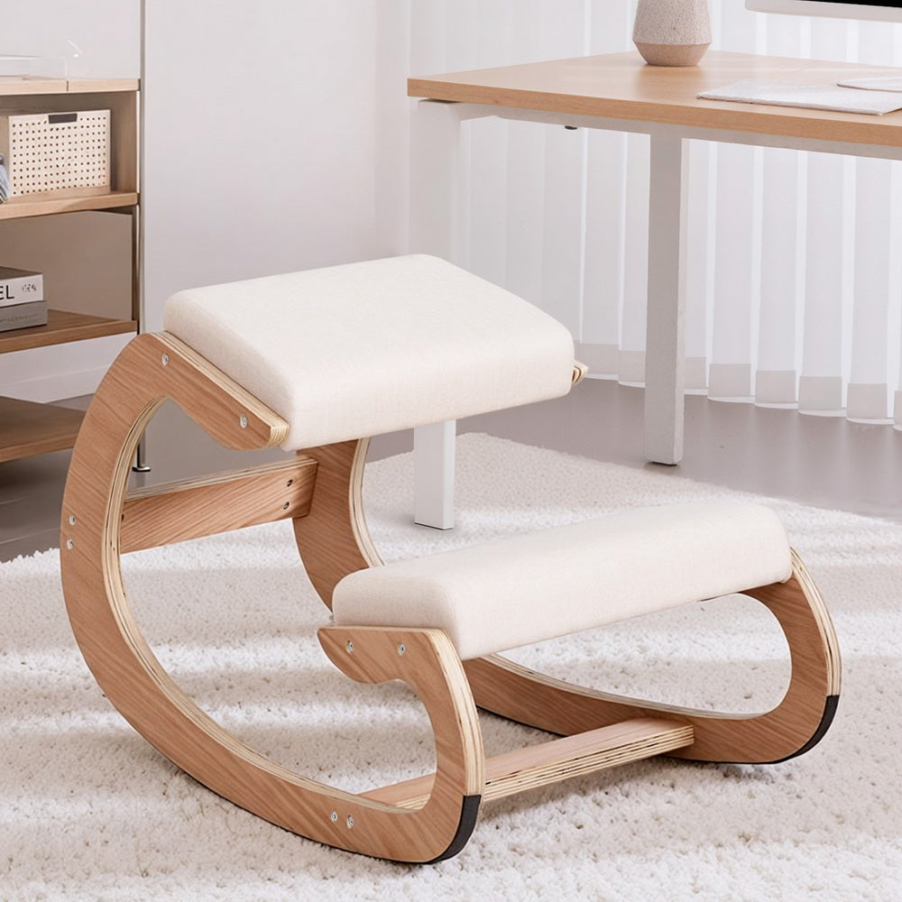 Kneeling Chair Ergonomic Posture Chair with Memory Foam Balance Stool for Home Office Gaming 120kg Weight Capacity Beige