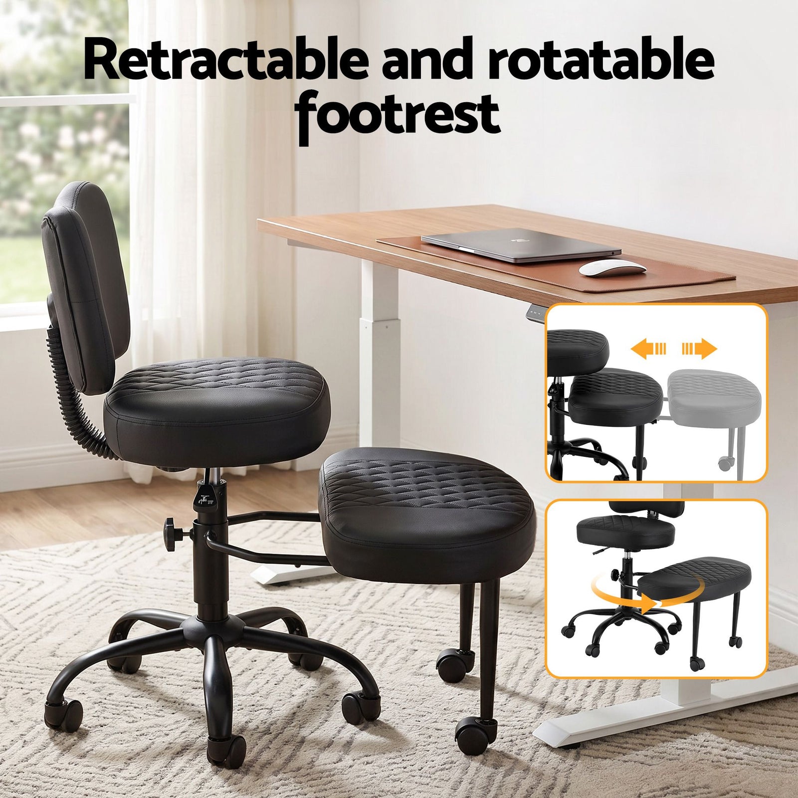 Artiss Meditation Kneeling Chair – Cross‑Legged Seat, Adjustable, PU Leather Black