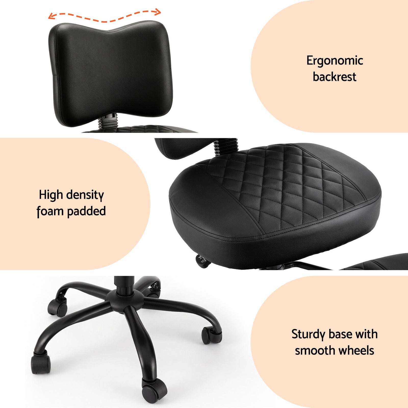 Artiss Meditation Kneeling Chair – Cross‑Legged Seat, Adjustable, PU Leather Black