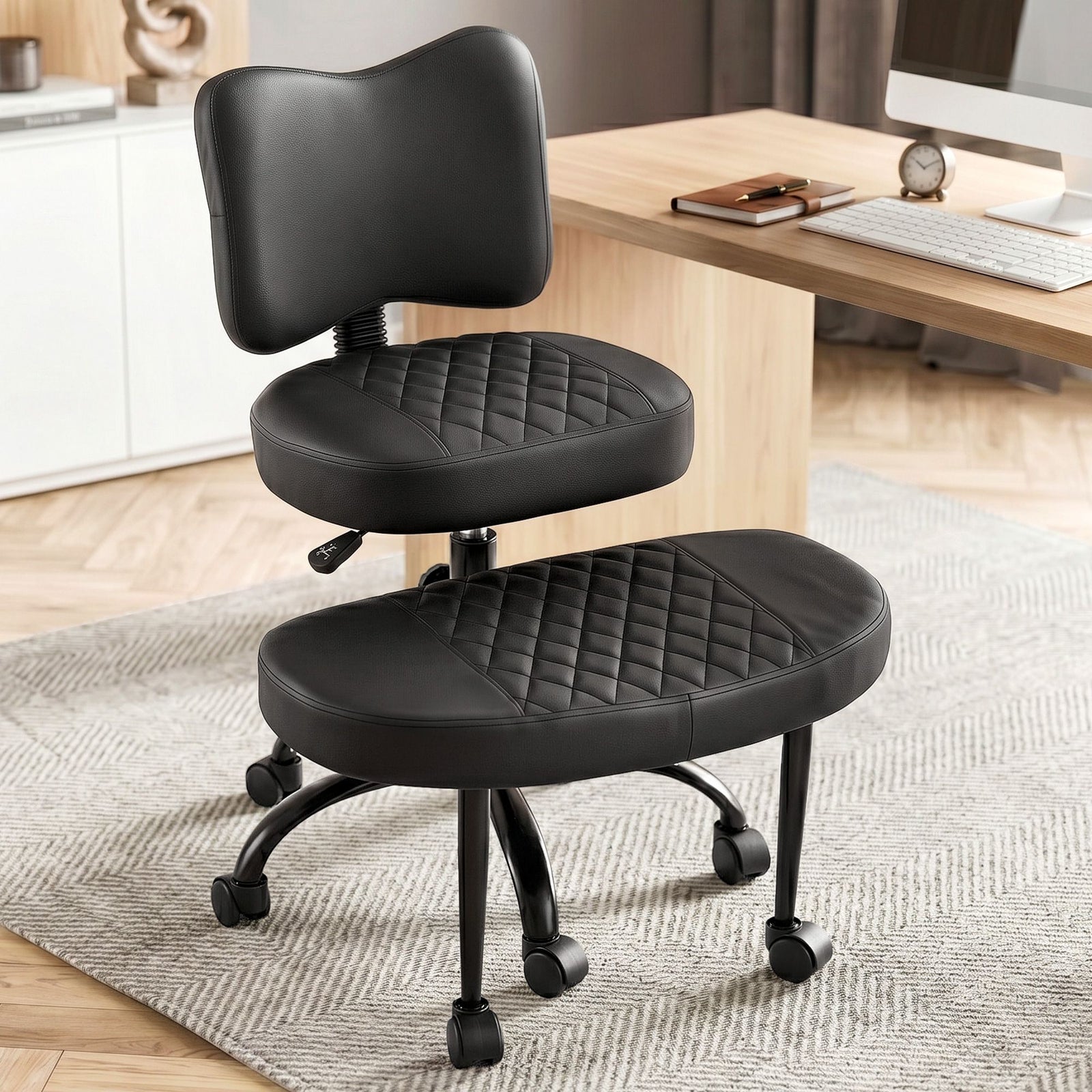 Artiss Meditation Kneeling Chair – Cross‑Legged Seat, Adjustable, PU Leather Black