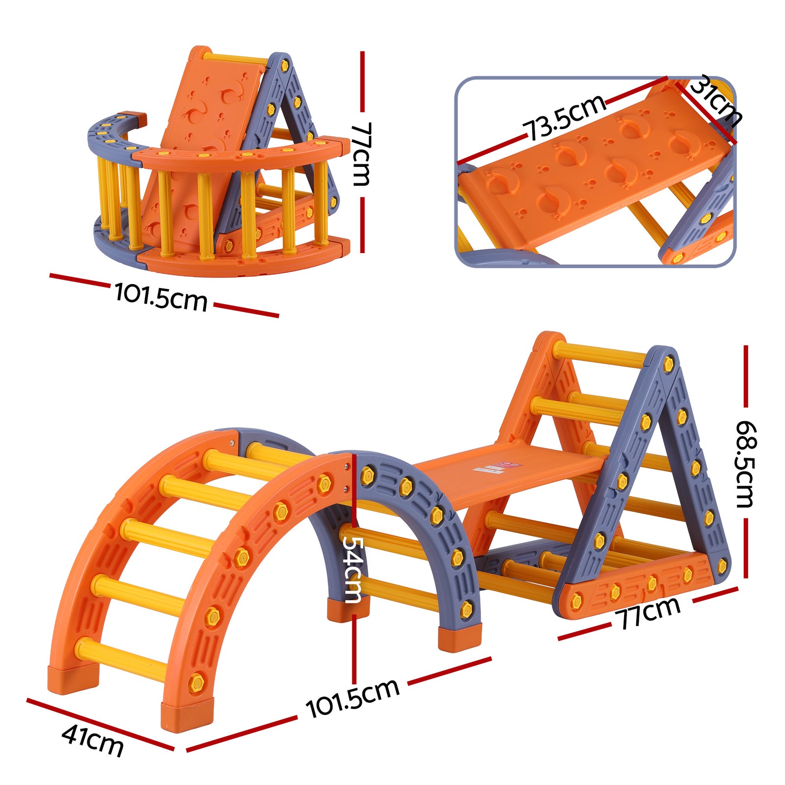 Kids Climbing Frame Set With Slide Indoor Outdoor Toddler Toys Pikler Triangle Climber With Arch