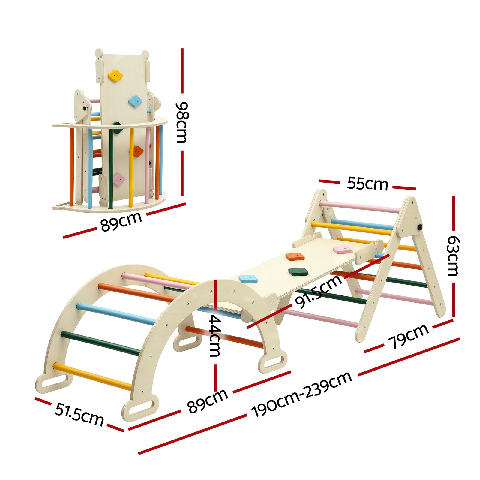 Kids Triangle Climbing Toys Set With Slide Indoor Outdoor Toddler Toys Pikler Climber With Arch