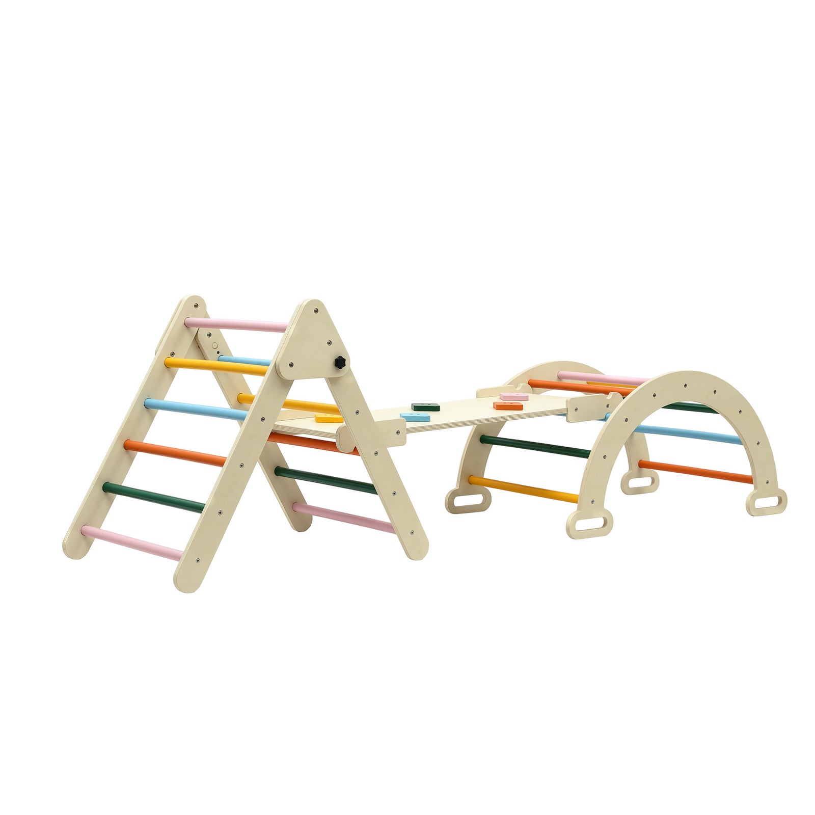 Kids Triangle Climbing Toys Set With Slide Indoor Outdoor Toddler Toys Pikler Climber With Arch