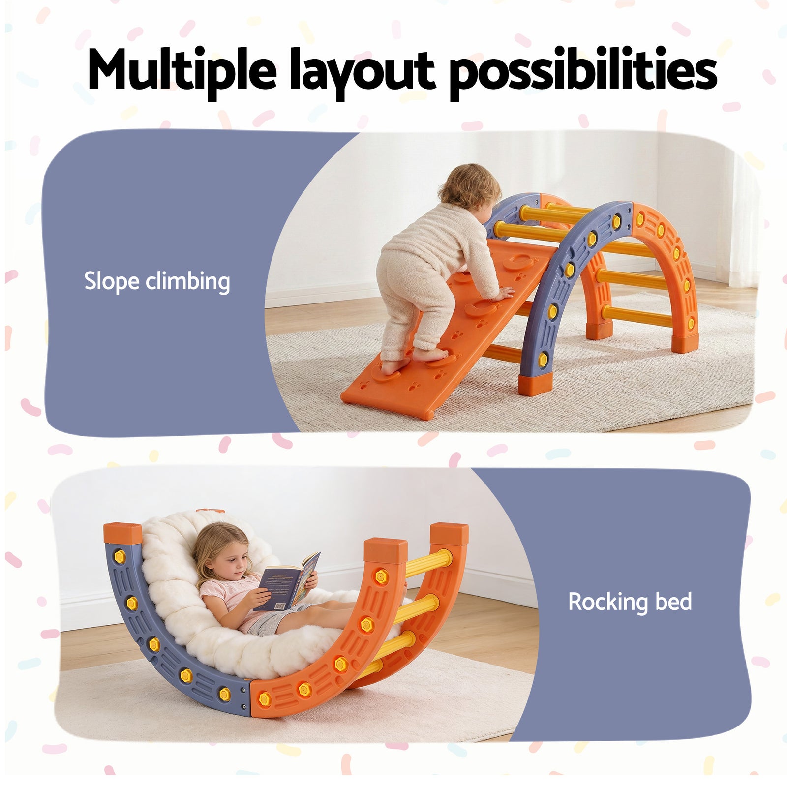 Kids Climbing Frame Set With Slide Indoor Outdoor Toddler Toys Pikler Arch Climber