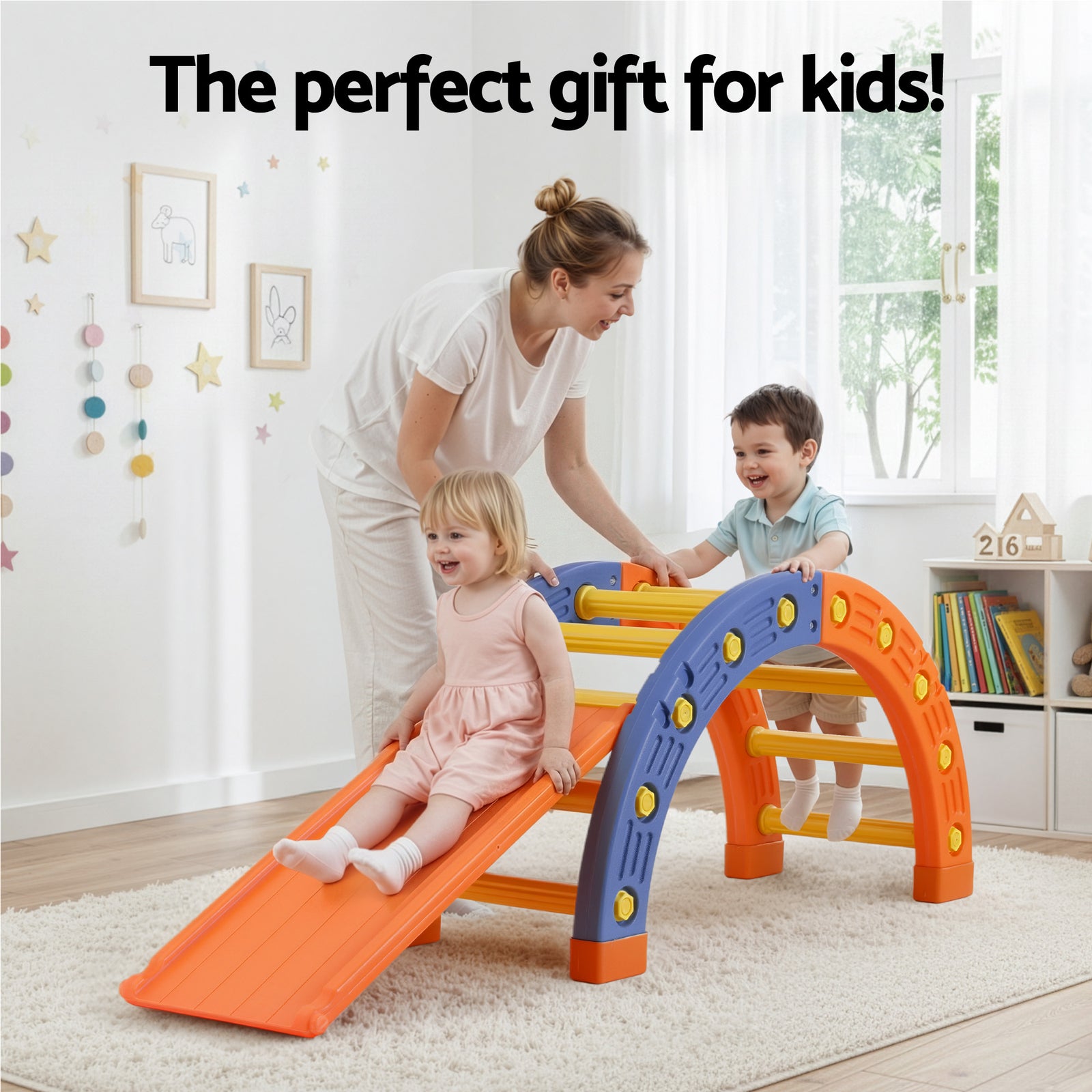 Kids Climbing Frame Set With Slide Indoor Outdoor Toddler Toys Pikler Arch Climber