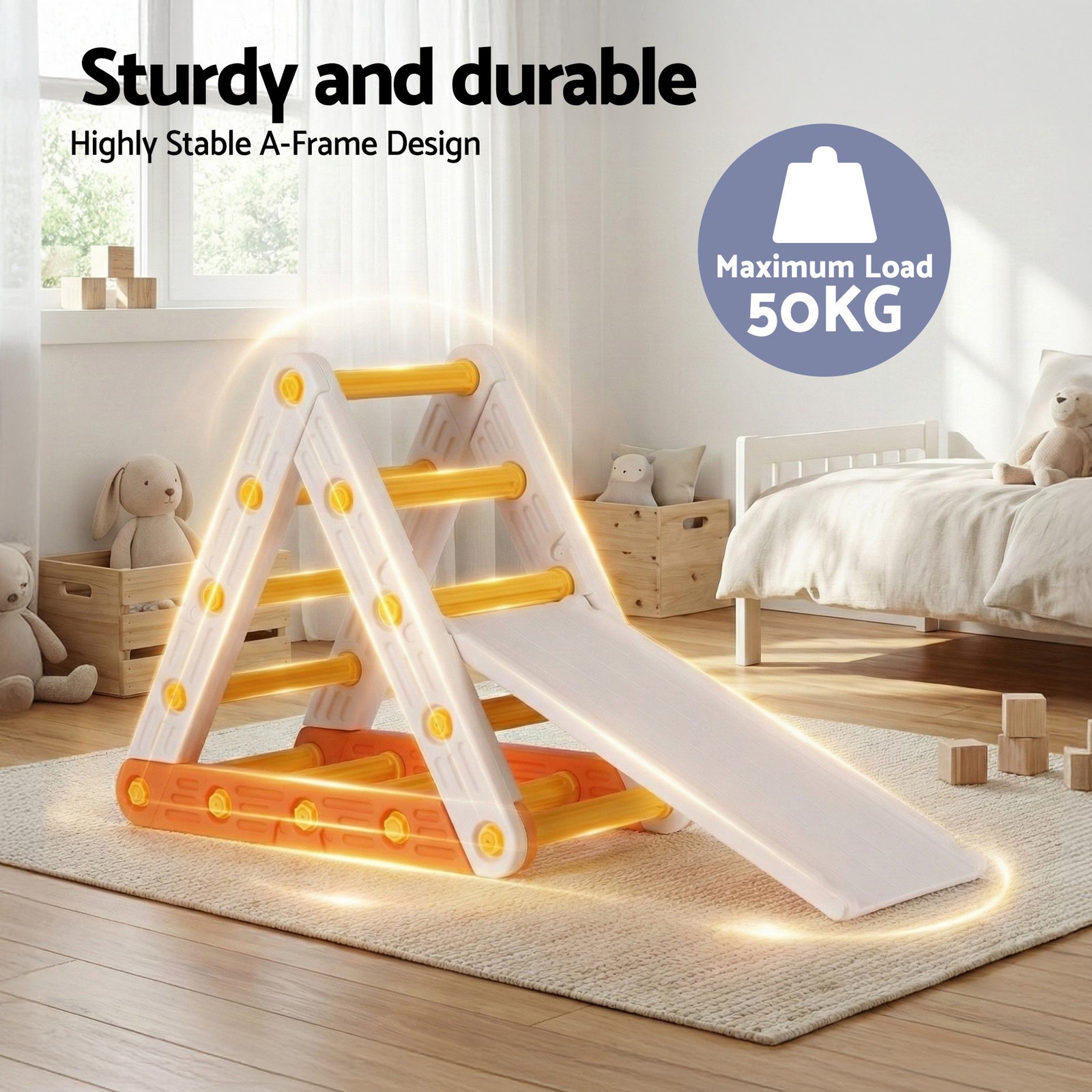 Kids Climbing Frame Set With Slide Indoor Outdoor Toddler Toys Pikler Triangle Climber